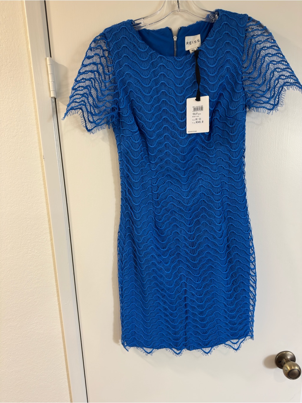 Reiss Royal Blue Wave Lace Mini Dress